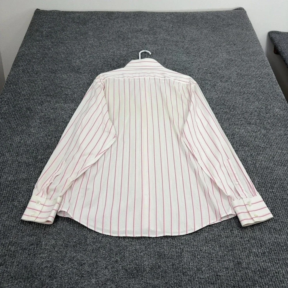 Banana Republic Button Down Men L White Cotton Striped Long Sleeve Classic Style